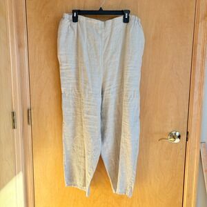 LAX Linen Relaxed Fit Cropped Pants Beige Women's Size 1G